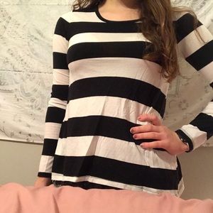 Long sleeve justice black and white striped shirt